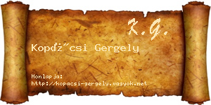 Kopácsi Gergely névjegykártya